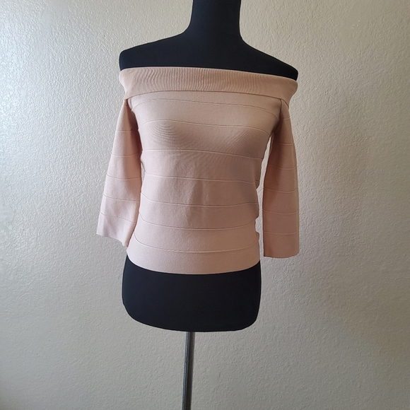 Jenn. Ribbed Off Shoulder Pullover Sweater Top Size S Cream - Picture 7 of 12